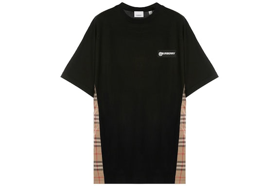 Burberry Womens Vintage Check Panel T-shirt Black