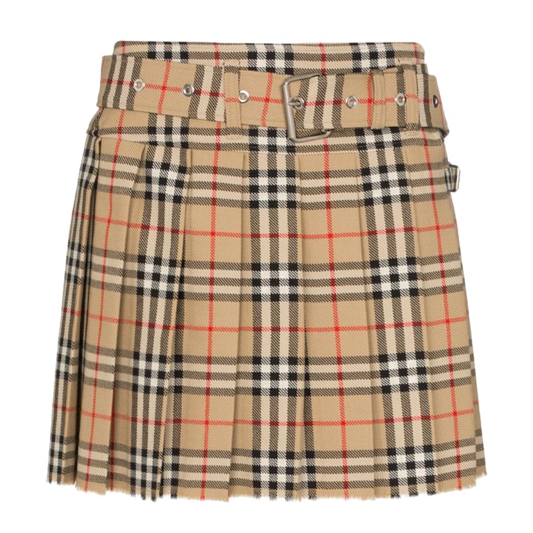 Pre-owned Burberry Womens Wool Kilt Skirt Vintage Check