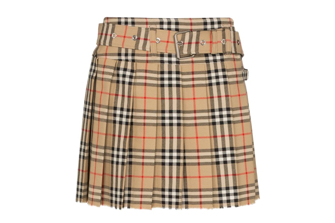 Pre-owned Burberry Womens Wool Kilt Skirt Vintage Check
