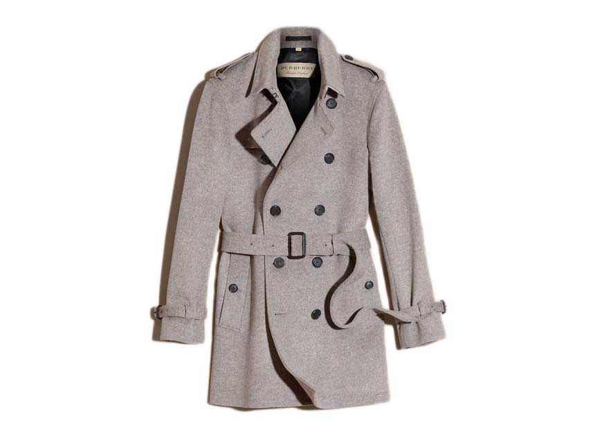 Burberry Wool Cashmere Trench Coat Grey