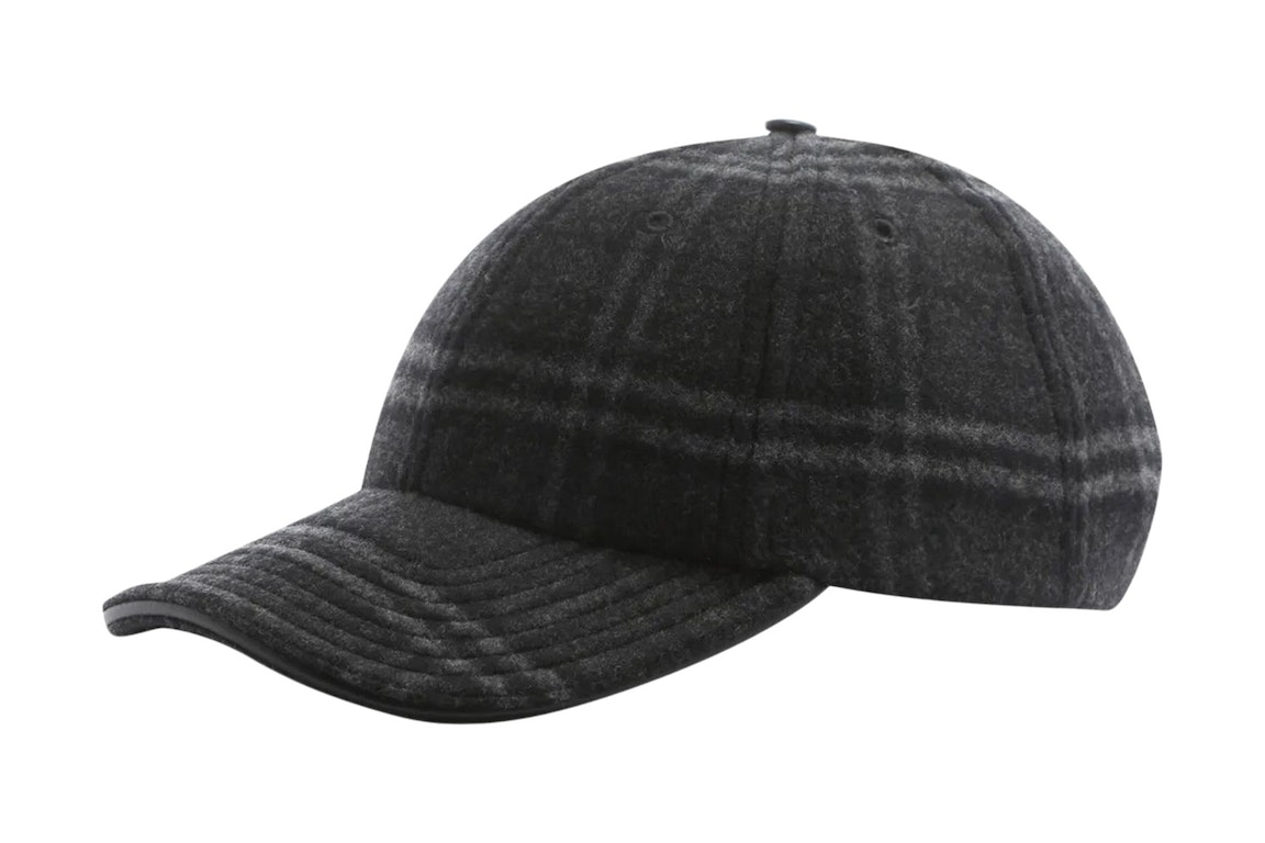 Pre-owned Burberry Wool Check Blend Baseball Cap Black/gray