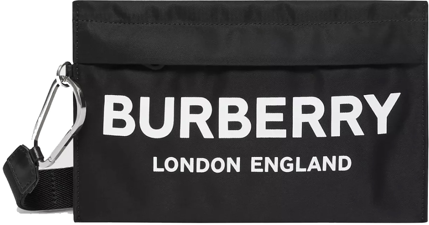 varsel nominelt revolution Burberry Zip Pouch Logo Print Nylon Black in Nylon with Silver-tone