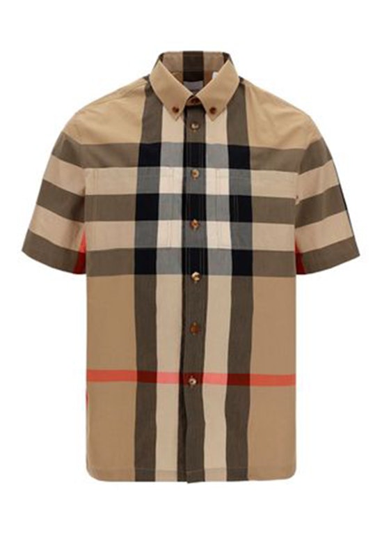 Pre-owned Burberry Thames Large Check Short Sleeve Shirt Archive Beige