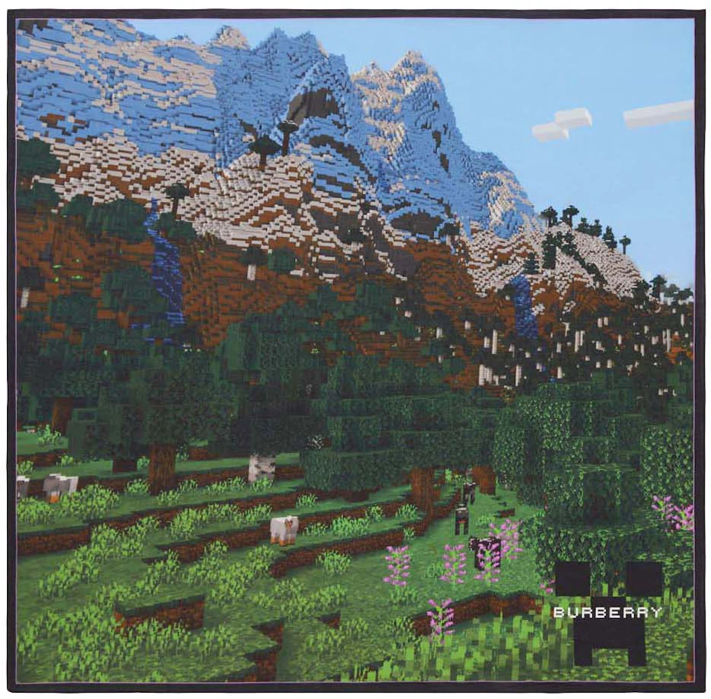 Burberry x Minecraft Landscape Print Cotton Square Scarf Multicolor - FW22  - GB