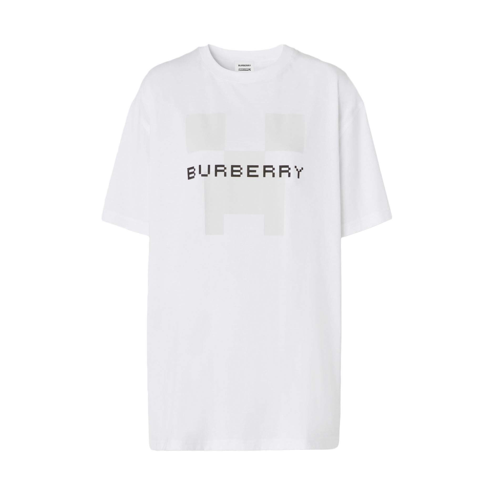 Burberry x Minecraft Logo Print Cotton Oversized T-shirt White 