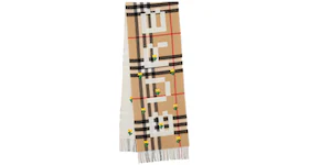 Burberry x Minecraft Logo and Check Cashmere Scarf Archive Beige
