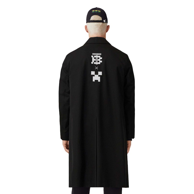 Pre-owned Burberry X Minecraft Monogram Motif Cotton Gabardine Car Coat In Black
