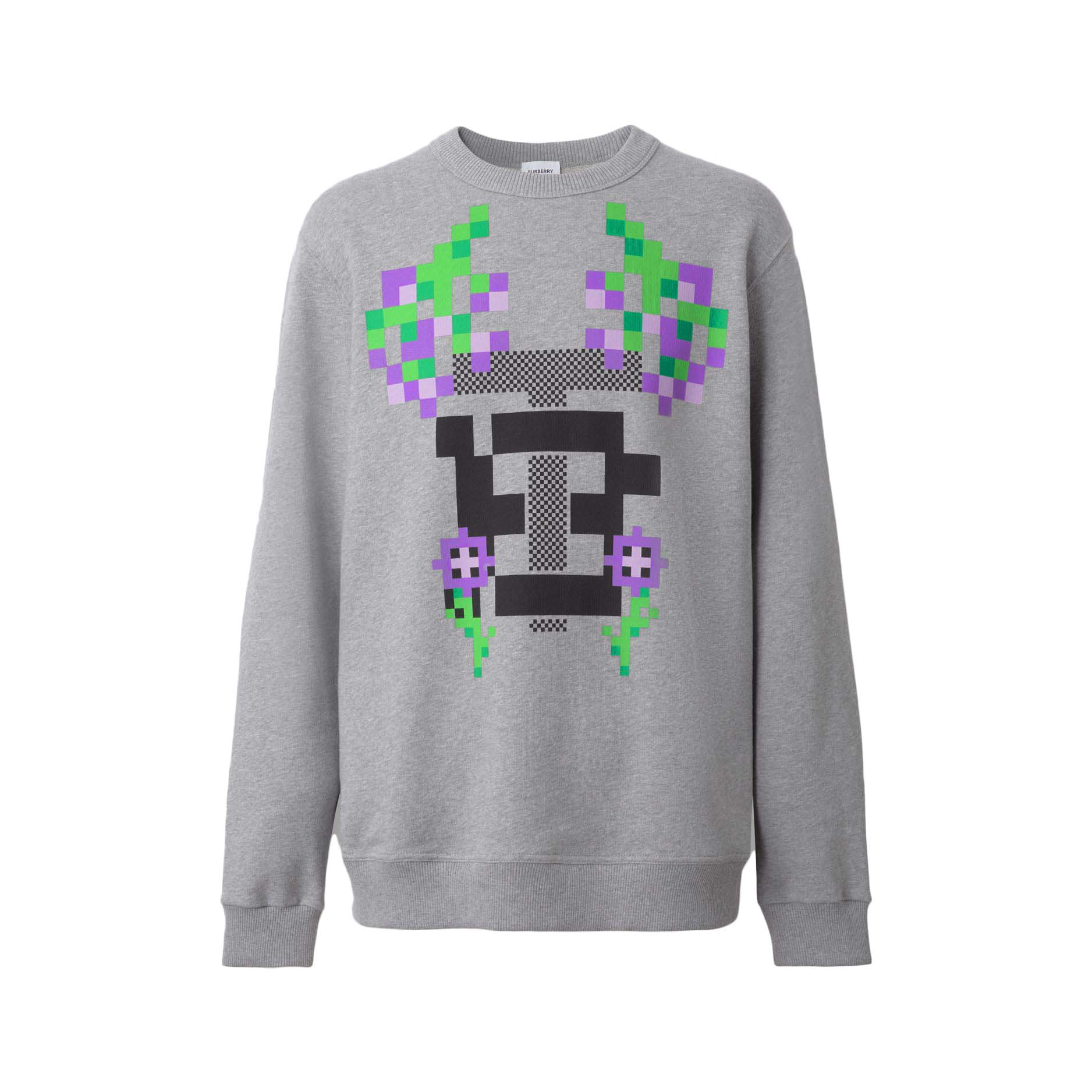 Burberry x Minecraft Monogram Motif Print Cotton Sweatshirt Pale