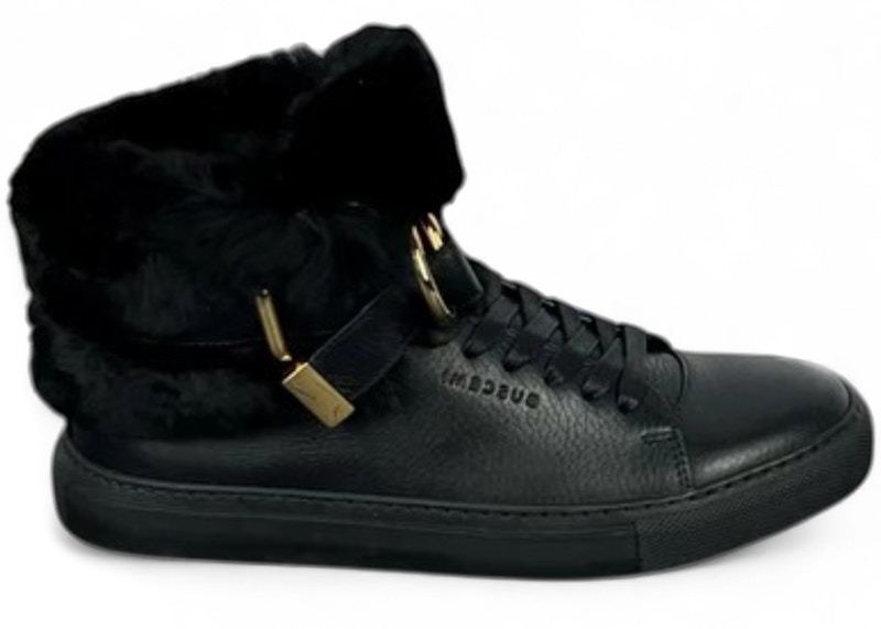Buscemi 100MM High Black Rabbit Fur (Women's)