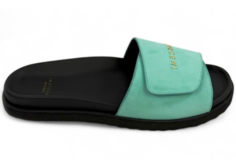 Pre-owned Buscemi Men's  Scratch Slide Sneakers In Turquoise In Blue