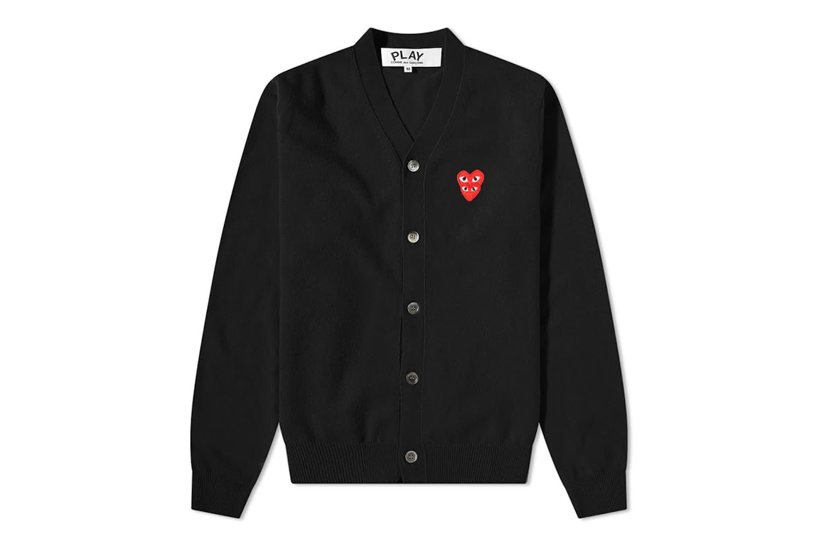 Pre-owned Cdg Play Comme Des Garcons Play Overlapping Heart Cardigan Black/red