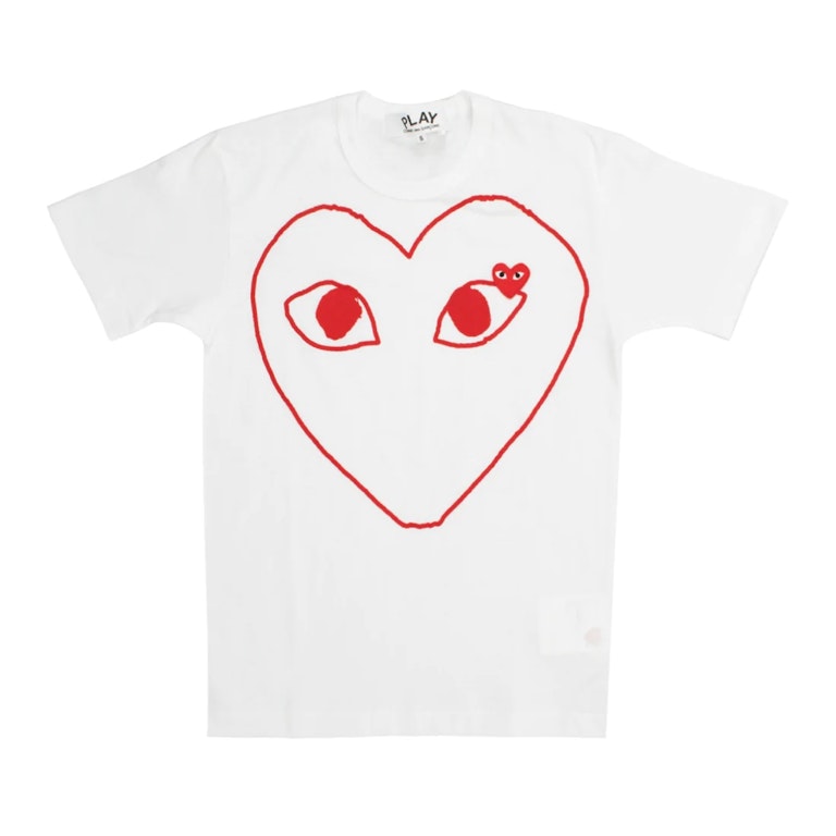 Pre-owned Cdg Play Comme Des Garcons Play Women's Heart Outline S/s T-shirt White