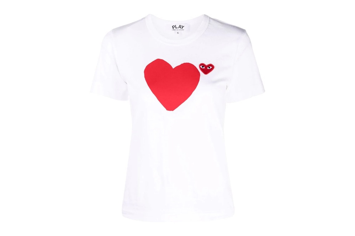 Pre-owned Cdg Play Comme Des Garcons Play Women's Heart S/s T-shirt White