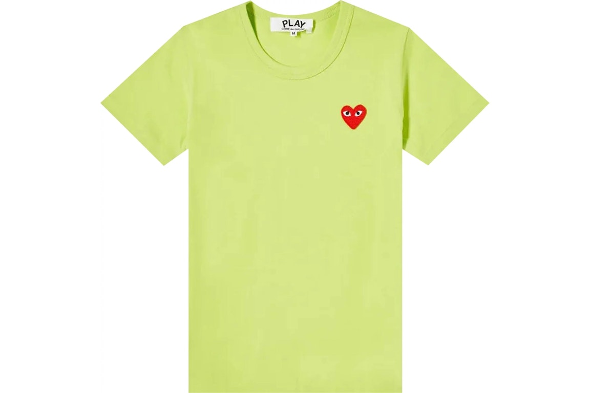 Pre-owned Cdg Play Comme Des Garcons Play Women's Red Heart S/s T-shirt Green