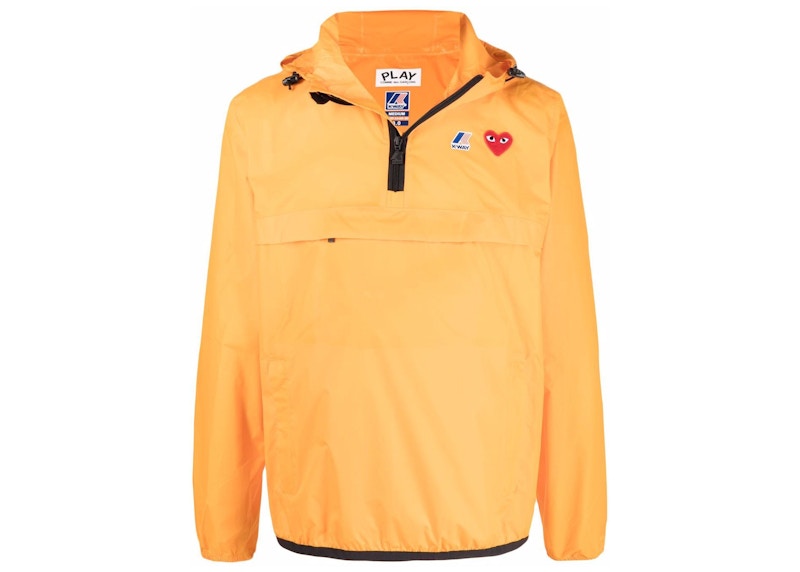CDG Play X K Way Half Zip Packable Jacket Orange
