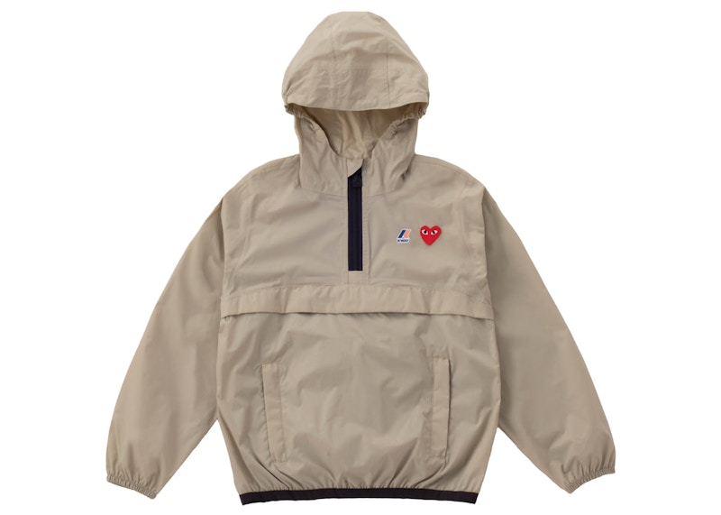 Comme des Garcons Play x K-Way Kids Half Zip Jacket Beige Kids