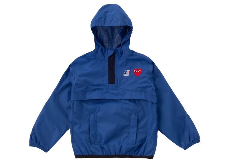 CDG Play x K-Way Kids Half Zip Jacket Blue