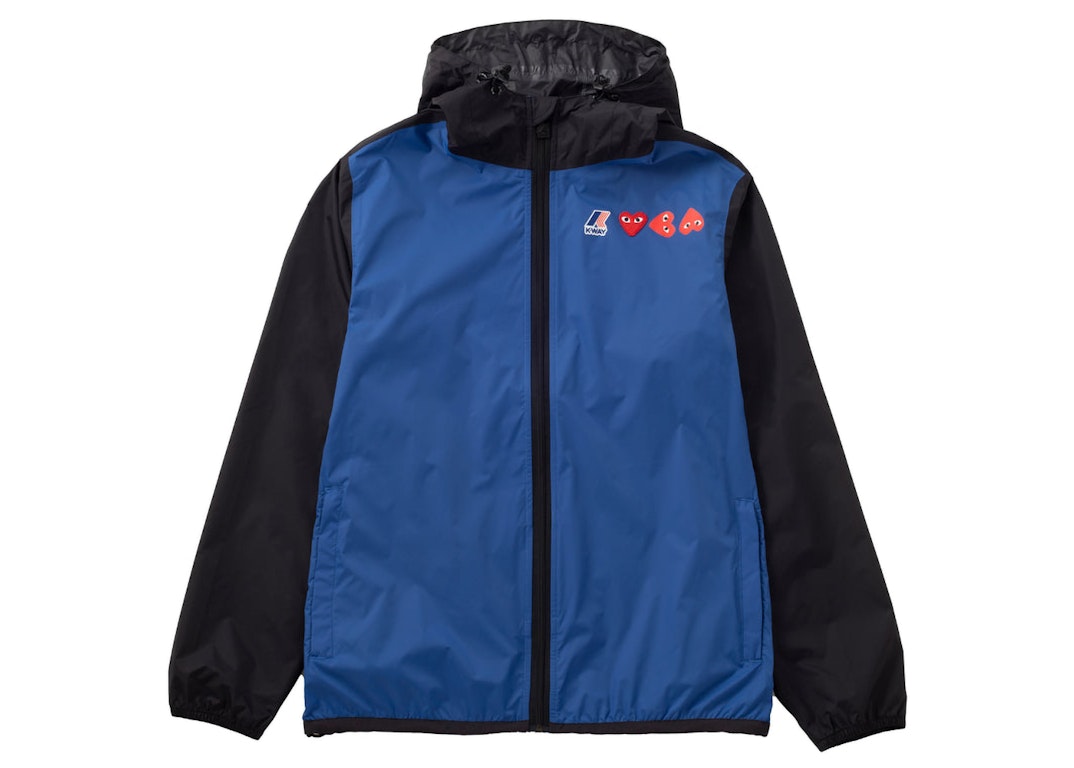 Pre-owned Cdg Play X K-way Logos Full Zip Jacket Blue Black