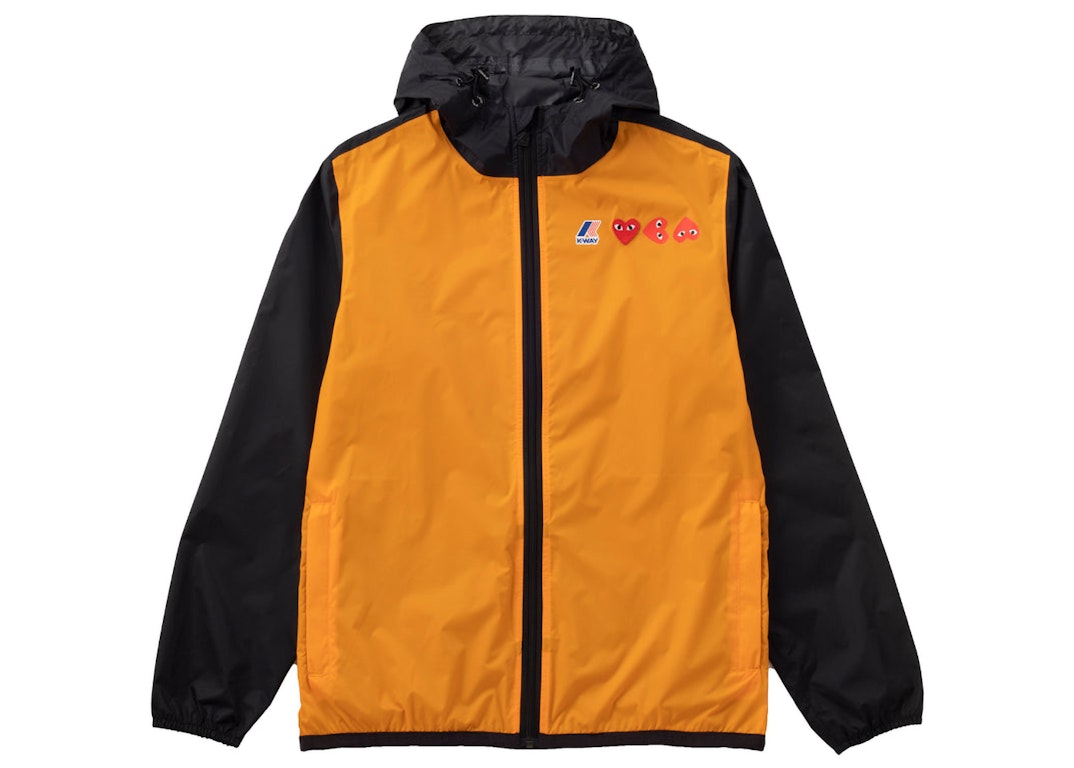 Pre-owned Cdg Play X K-way Logos Full Zip Jacket Orange Black