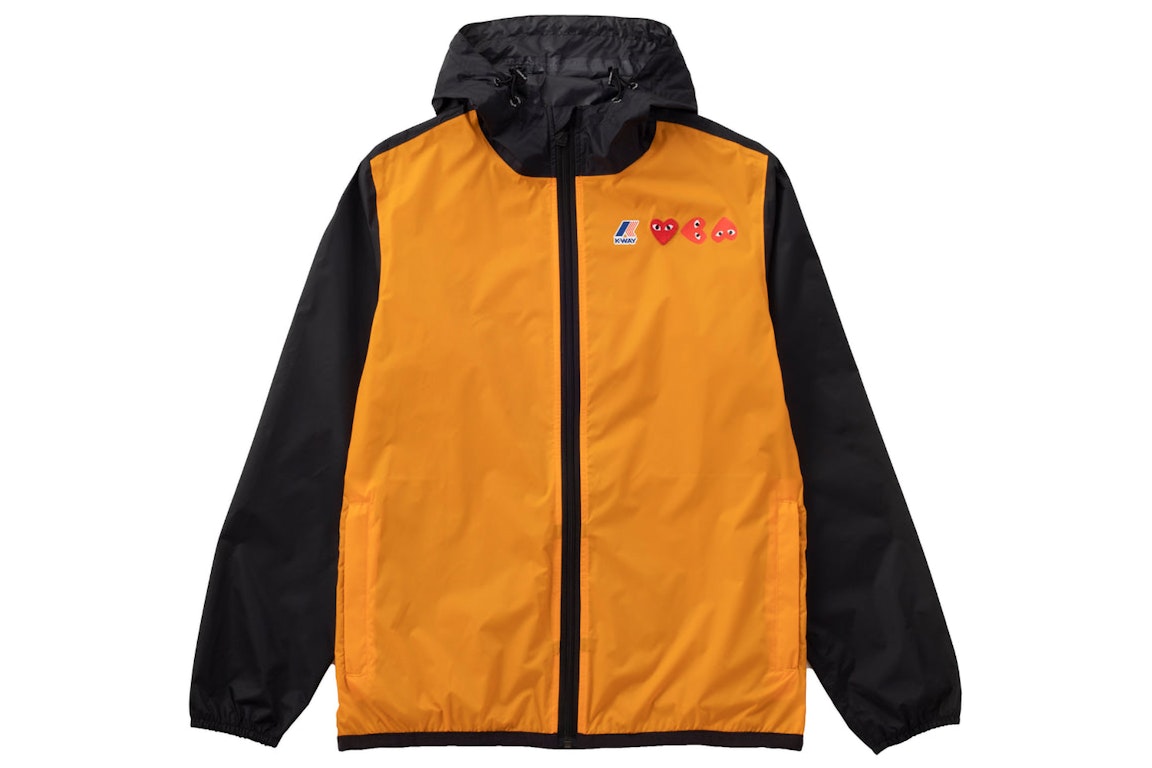 Pre-owned Cdg Play X K-way Logos Full Zip Jacket Orange Black