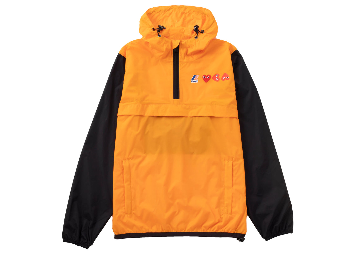 Comme des Garcons Play x K-Way Logos Half Zip Jacket Orange Black