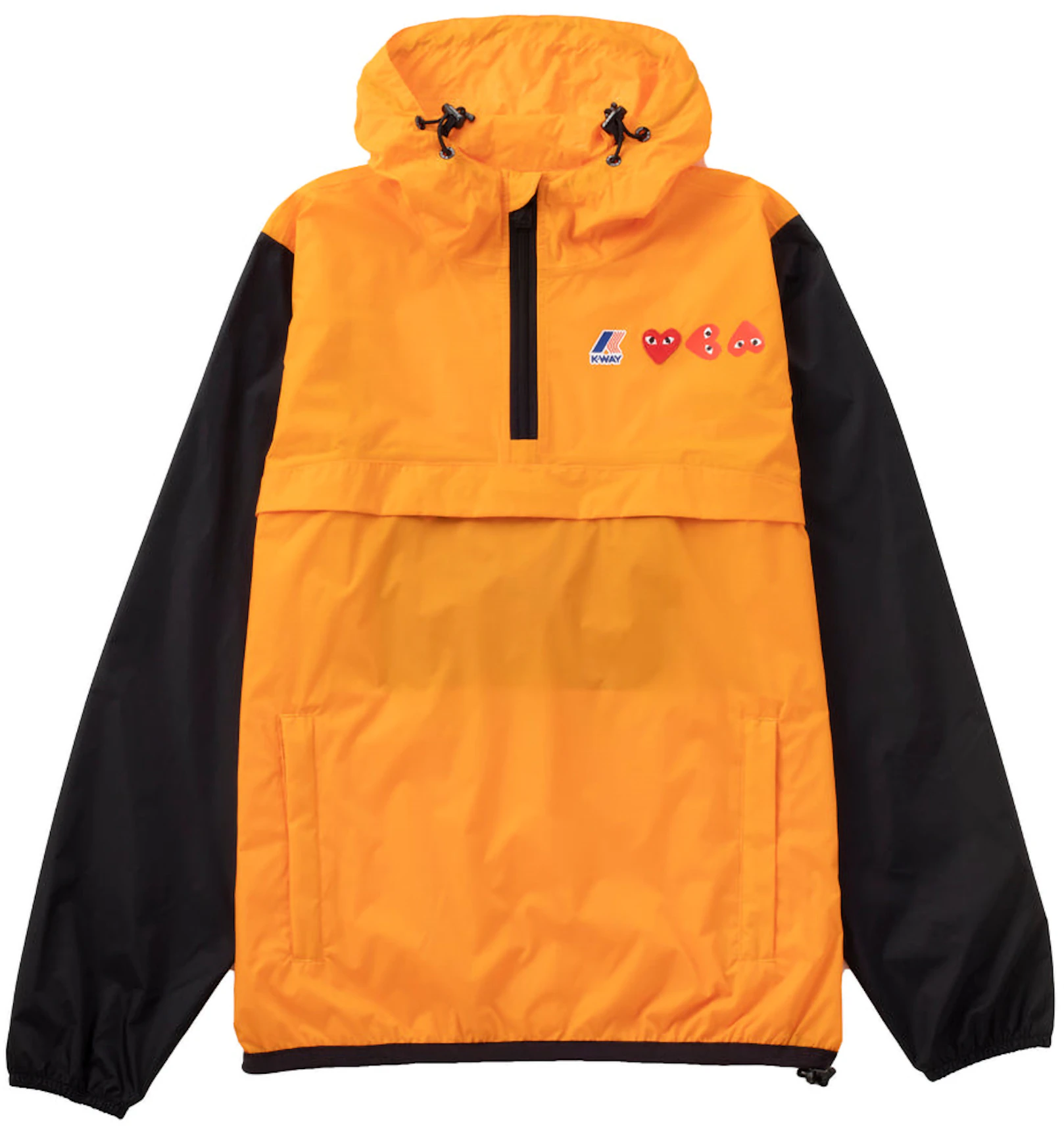 CDG Play x K-Way Logos Half Zip Jacket Orange Black - FW22 - MX