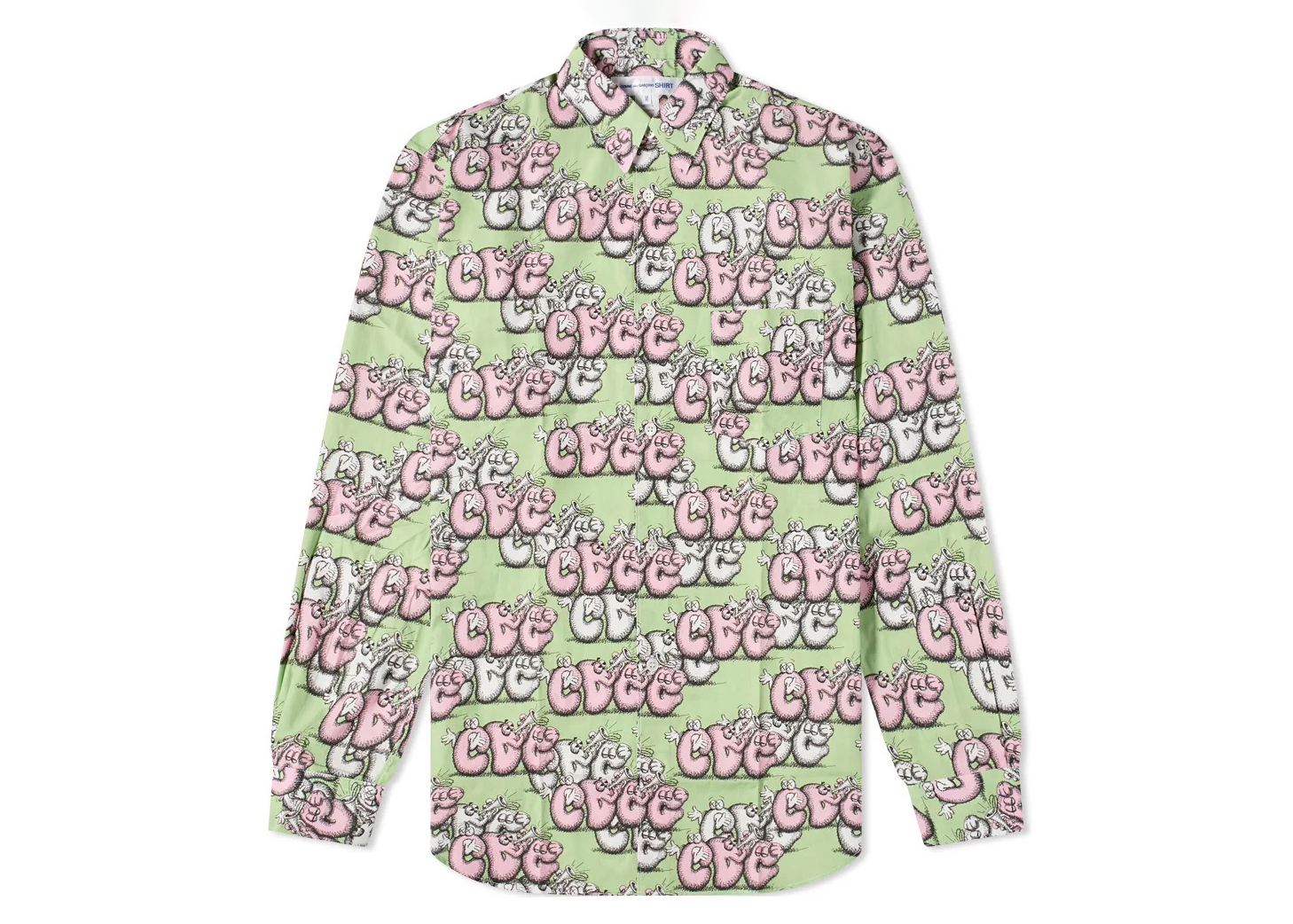 CDG Shirt x KAWS Classic Poplin Shirt Green/Pink