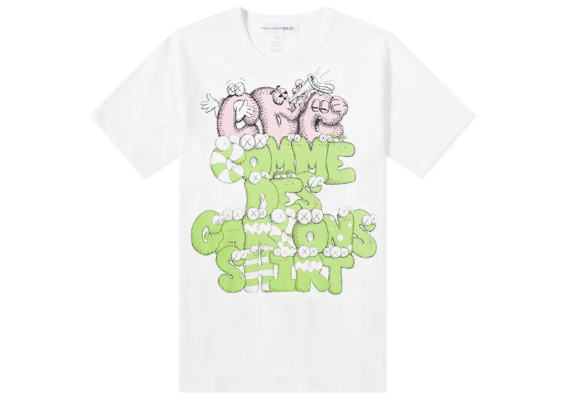 CDG Shirt x KAWS Print T-shirt White/Green/Pink Men's - SS21 - US