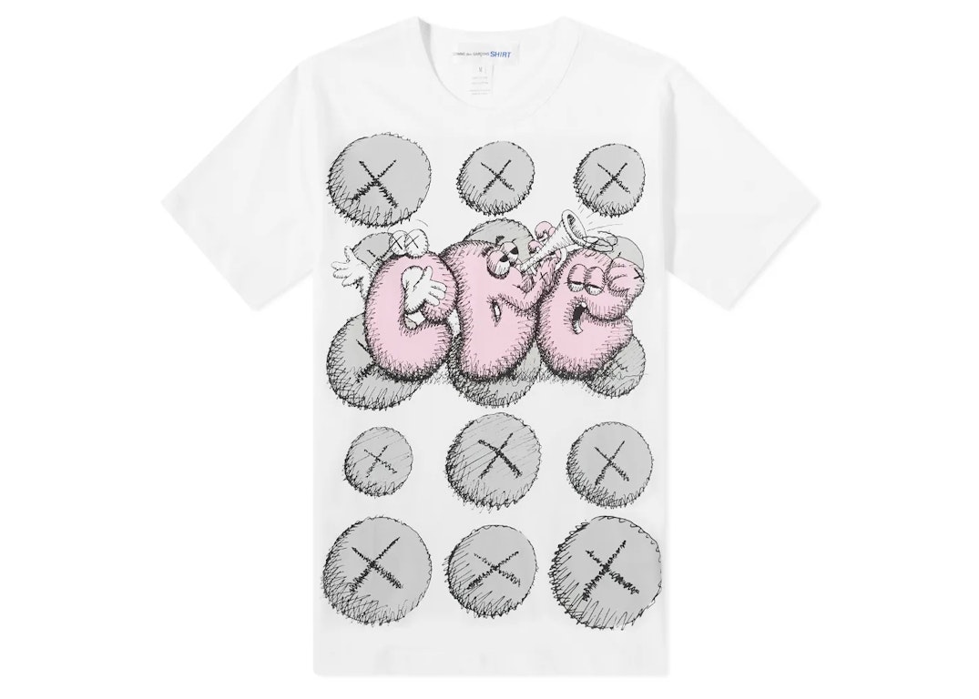 Pre-owned Cdg Shirt X Kaws T-shirt White/pink/grey