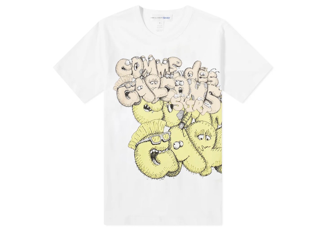 Pre-owned Cdg Shirt X Kaws T-shirt White/yellow
