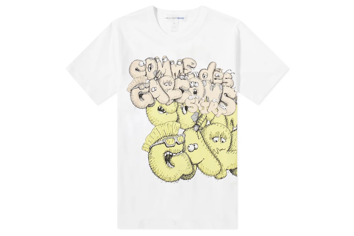 Pre-owned Cdg Shirt X Kaws T-shirt White/yellow
