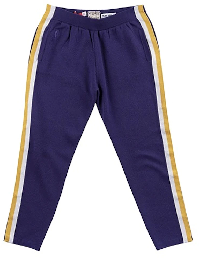CLOT X Mitchell & Ness Lakers Knit Warm Up Pants Purple/Yellow Men's - US