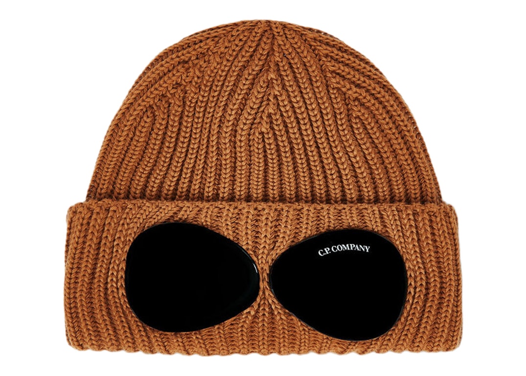 Pre-owned C.p. Company Cotton Goggle Beanie Bronze Brown