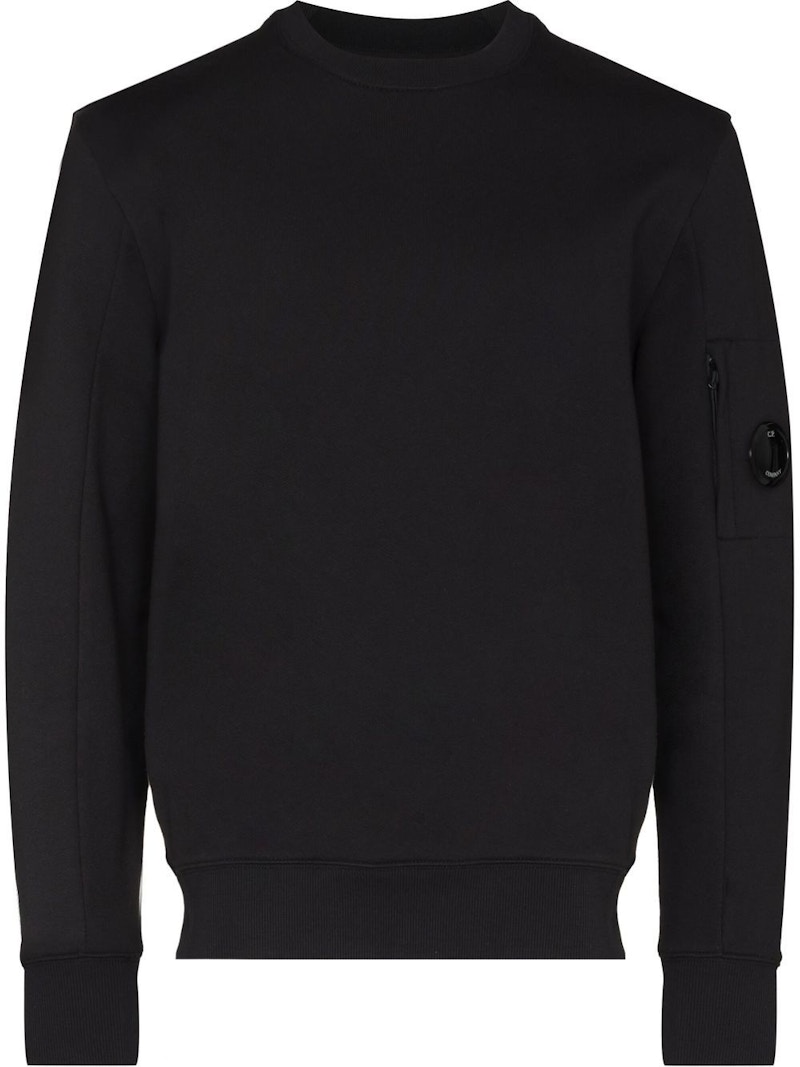 C.P. Company Diagonal Raised Fleece Crew Neck Sweatshirt Black