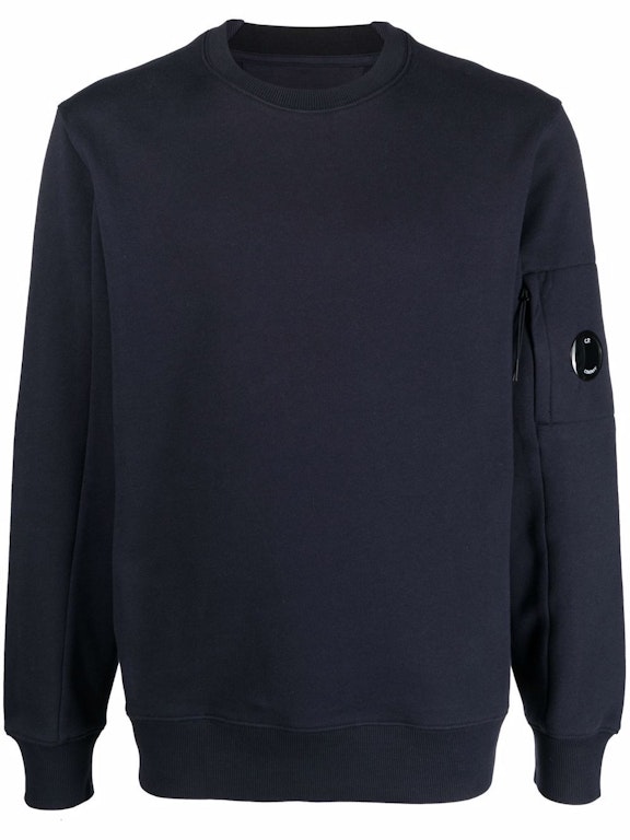 Pre-owned C.p. Company Diagonal Raised Fleece Crew Neck Sweatshirt Total Eclipse Blue