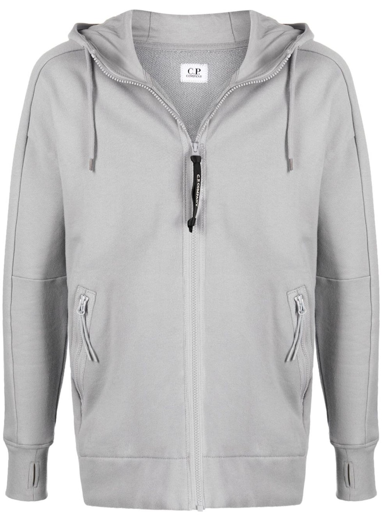 C.P. Company Diagonal Raised Fleece Goggle Hoodie Griffin Grey