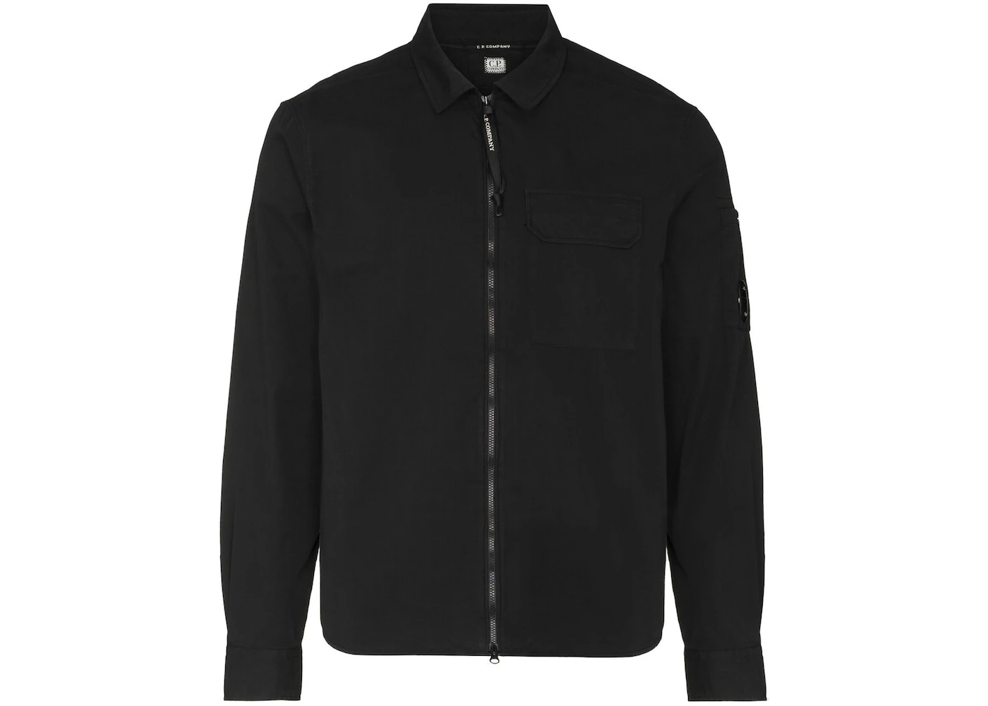 C.P. Company Emerized Gabardine Zipped Shirt Black - SS22 Men's - US