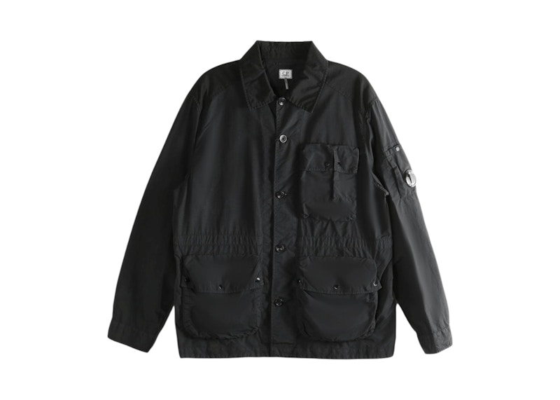 ジャケット・アウター cp company flatt nylon lens overshirt C.P. Company Flatt Nylon Mixed Button Lens Jacket Black Men's - US
