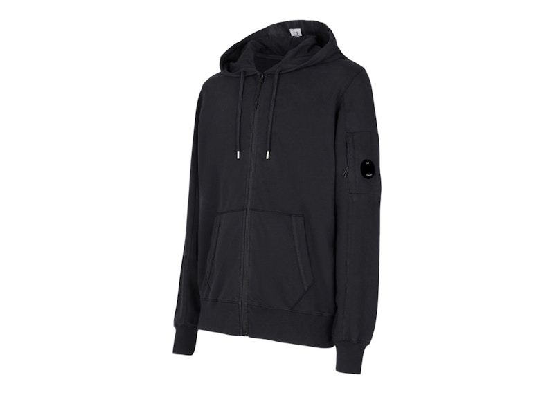 C.P. Company Light Fleece Zipped Hoodie Black