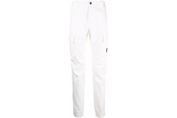 C.P. Company Stretch Satin Cargohose Gaze Weiß
