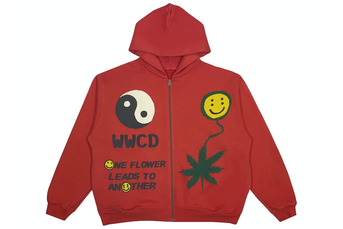 Pre-owned Cactus Plant Flea Market Earth First Zip Hoodie Red
