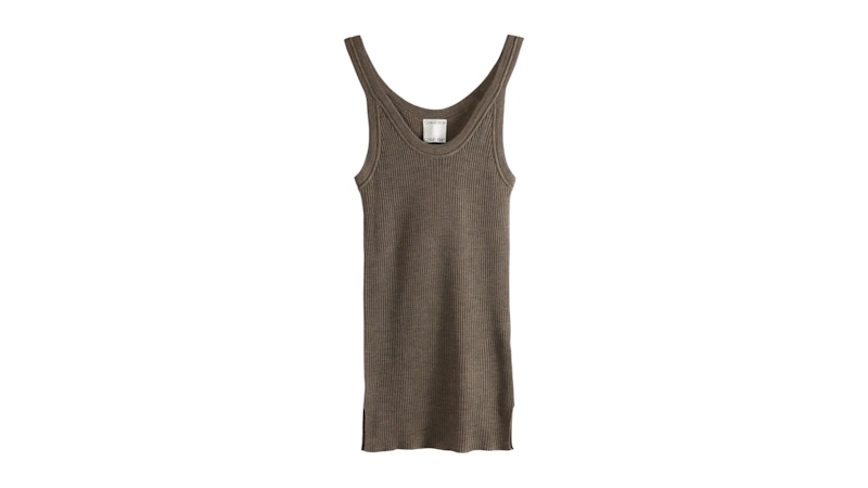 Calvin Klein Women's Fine Merino Ribbed Tank Top Fudge Melange