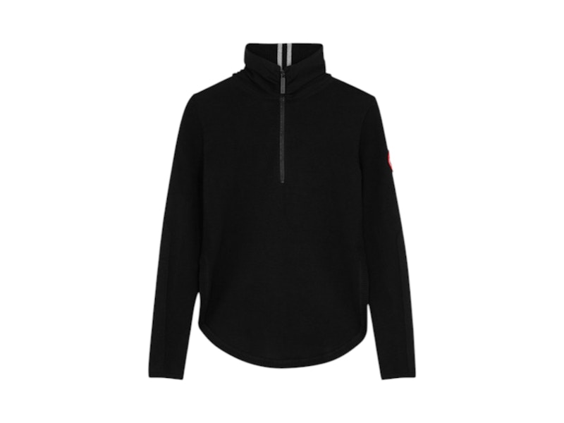 Pre-owned Canada Goose Women's  Half Zip Wool Fairhaven Sweater In Black