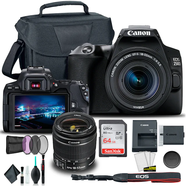 Canon EOS 2000D / Rebel T7 DSLR Camera with 18-55mm Lens, SanDisk