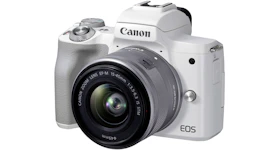 Canon EOS M50 Mark II Mirrorless Digital Camera + EF-M 15-45mm IS STM Lens 4729C004 White
