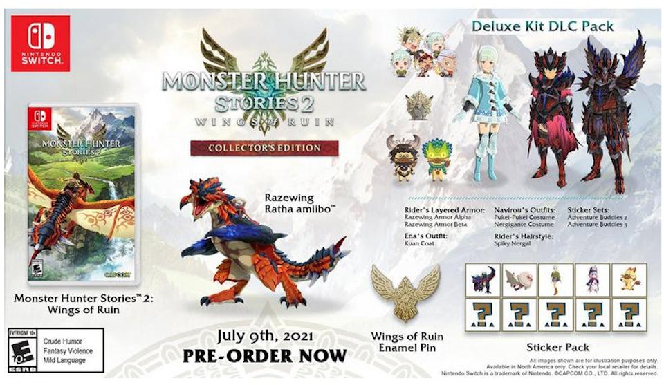 Capcom Nintendo Switch Monster Hunter Game Wings US Edition Stories 2: - Collector\'s Video Bundle