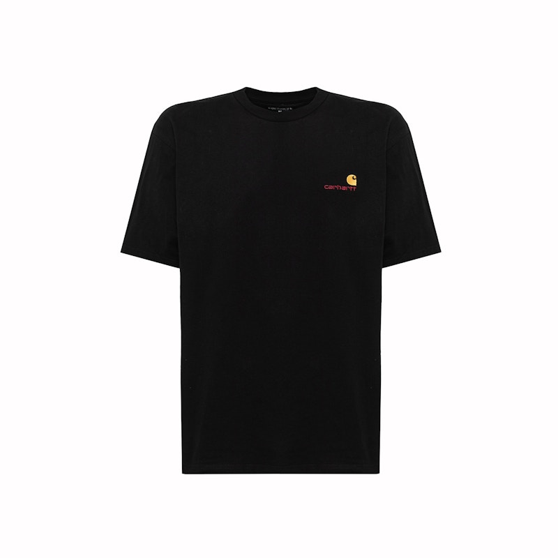 Pre-owned Carhartt Men's Wip American Script Crew Neck T-shirt In Black