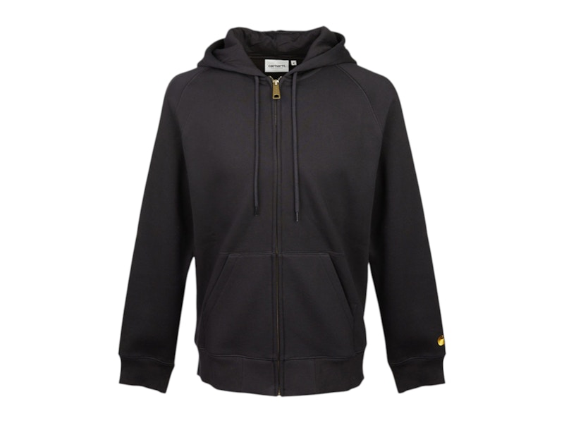 Pre-owned Carhartt Men's  Wip Chase Fleece Zip Up Hoodie In Black