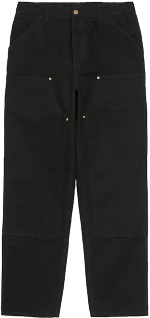 Carhartt WIP Double Knee Canvas 12oz Relaxed Straight Fit Pants Black (Rinsed) - SS22 ES