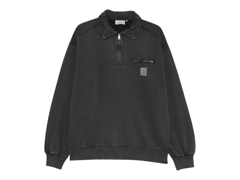 Carhartt WIP Half Zip Detroit Sweatshirt Black (Stone Washed